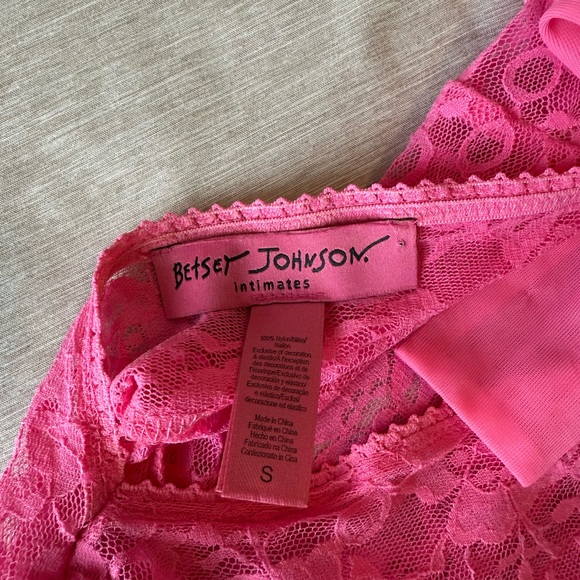 Vintage Betsey Johnson Vibrant Pink Lace Intimates Slip Dress - Picture 3 of 3